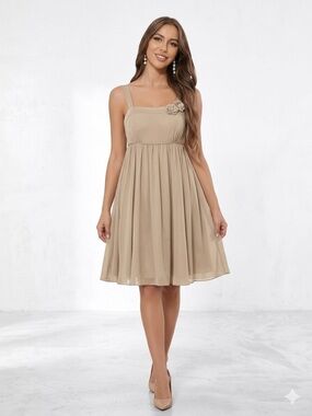 Alfred Angelo Chiffon Overlay Dress – Size 16 (See Measurements) Fits Smaller